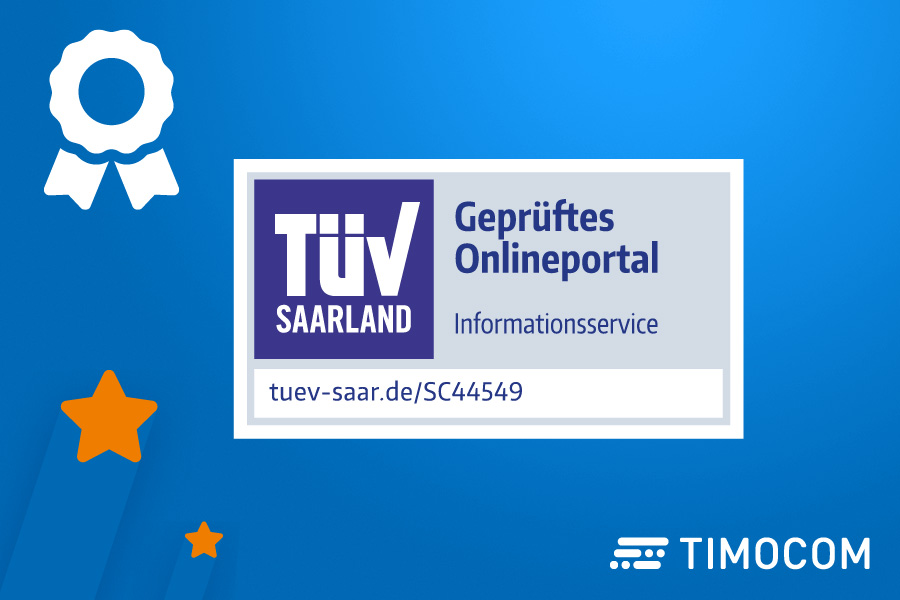 Znak jakości TÜV: Zweryfikowany portal internetowy dla firmy TIMOCOM